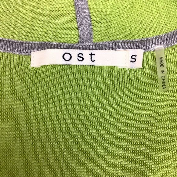 OST Knit Gray Green Open Front Long Oversize Sweater Vest Women's Size S Small - Picture 6 of 16